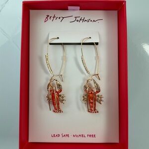 Betsey Johnson Gold and Orange Lobster Earrings